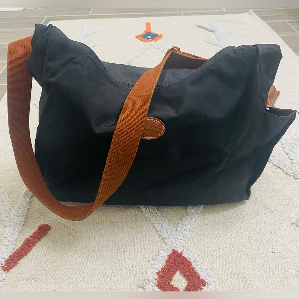 Longchamp Le Pliage Black Nylon Crossbody Hobo Nylon Bag